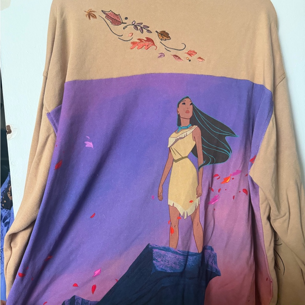 Pocahontas disney parks Graphic Colorblock Sweater - Tan & Purple